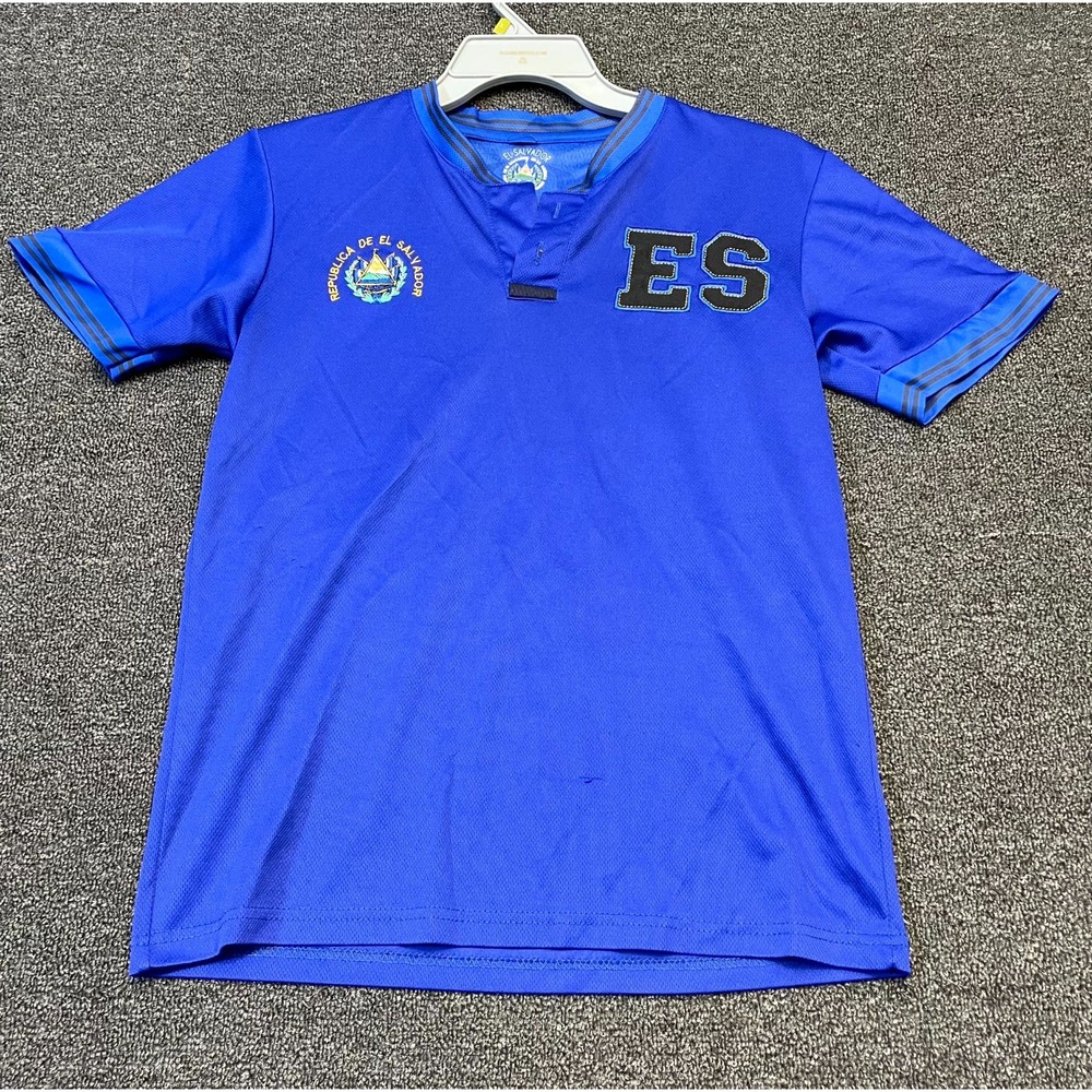 El Salvador national Soccer Fan Jersey Mens Small Royal Blue Logo Henley Neck
